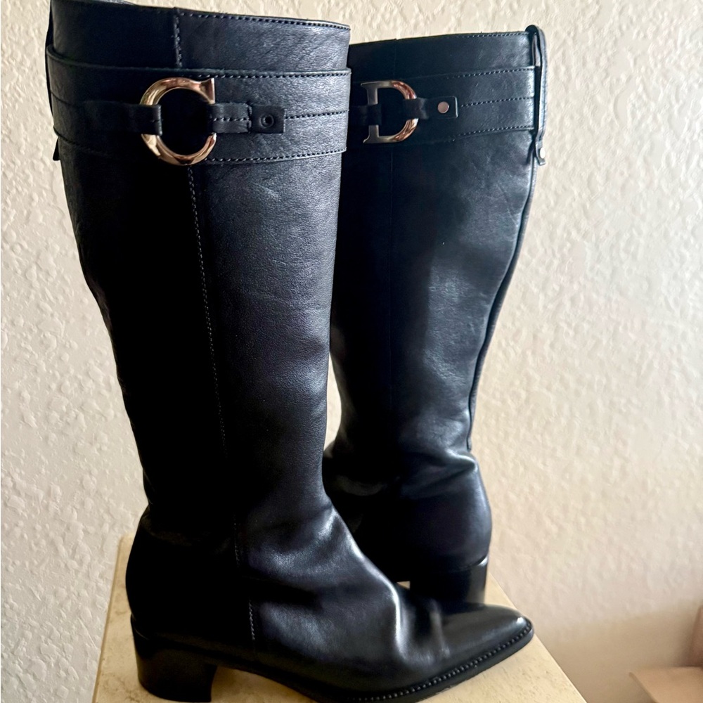 AUTHENTIC DIOR Black Leather Knee-High Boots